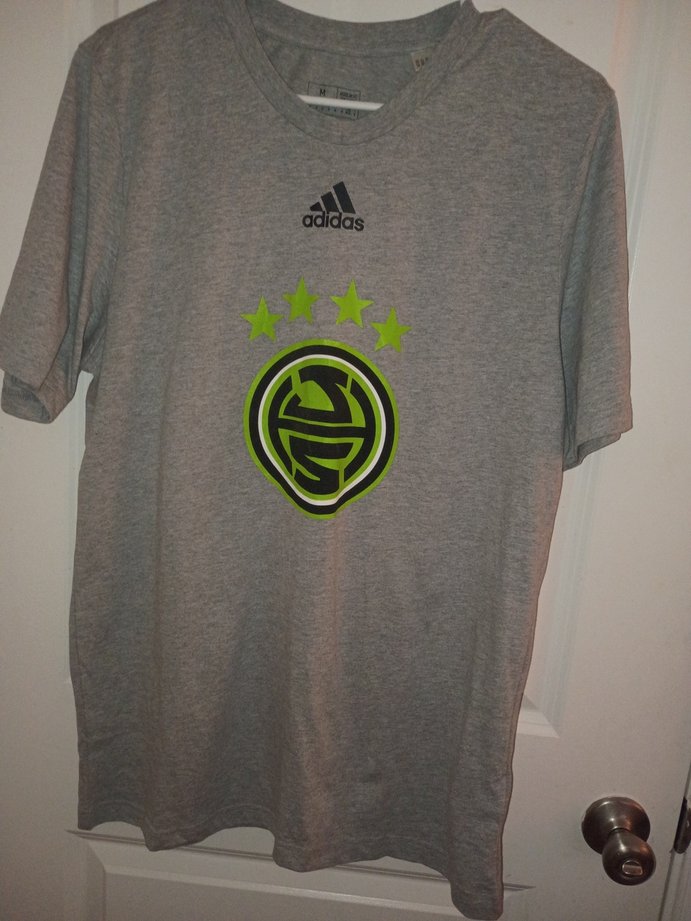 adidas Gray Cotton T-shirt With green Graphic